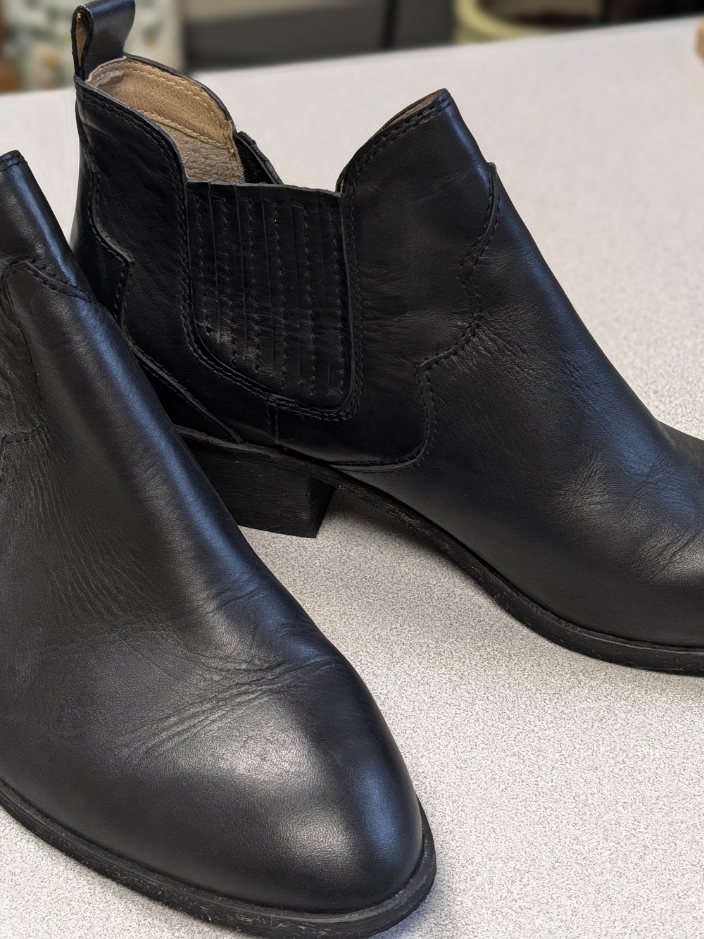 G.H. Bass & Co. Black Leather Ankle Booties with Elastic Side Panel